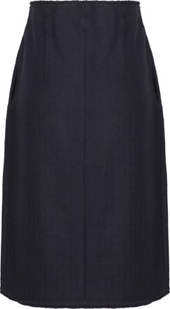 Prada Womens Midi Skirt Chevron Wool Blue Virgin