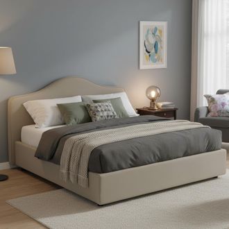 Dmora Dmora - Cama Matrimonial Annunziata, Cama Contenedor Con Revestimiento De Tela, 100% Made In Italy, Apertura Frontal, Con Colch&oacute;n De Cm 160x200 Inclui