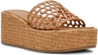 Steve Madden Brandy Platform Wedge Slide Sandal in Raffia at Nordstrom, Size 8.5