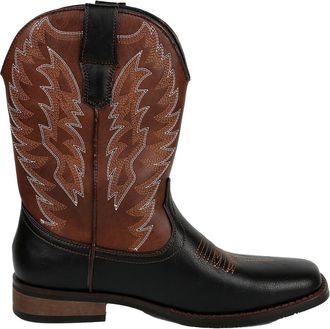 Generic Mens Mid-Calf Western Cowboy Boots, Round Toe Non-Slip Motorcycle Riding Boots, Fashion Waterproof Outdoor Shoes with Embroidered Design,E,12.5 UK