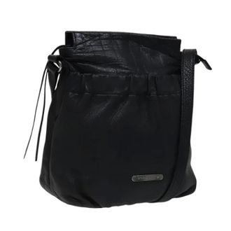 Burberry Tweedehands leren schoudertassen - Dames - Pre-owned - Zwart - Maat: ONE Size Leer