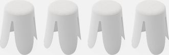 Sweeek Sweeek - Taburetes Apilable De Borreguito Texturizado, Set De 4, Niki, Blanco, 44x30x46 Cm