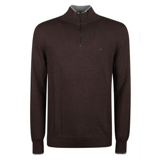 Michael Kors Truien & Vesten, Heren, Bruin, S, Wol, Core Merino Half Zip Sweater