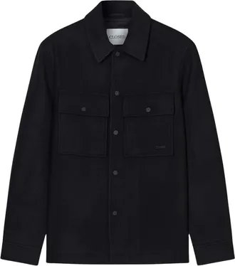 Closed Overshirt van scheerwol - Heren - Jassen - Zwart - Maat: XL Wol