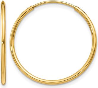 Diamond2Deal 14k Gold 1.20mm Round Hoop Earring 25 mm