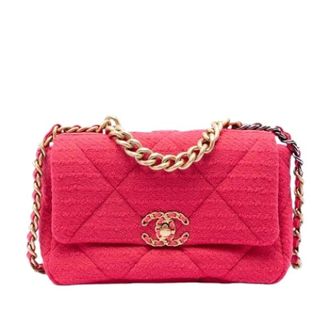 Chanel Pre-owned The 19 Flap Bag - Dames - Vintage Schoudertas - Roze - ONE Size - Leer - Vintage