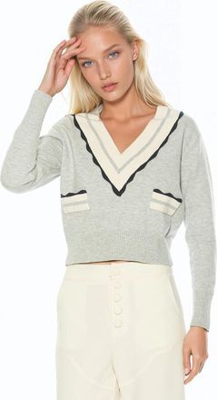 Alexia Admor Arden Deep V Contrast Trim Cardigan in Grey at Nordstrom, Size X-Large