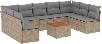 vidaXL Juego De Sof&aacute;s Jard&iacute;n Con Cojines Beige 10 Pzas Rat&aacute;n Sint&eacute;tico Vidaxl