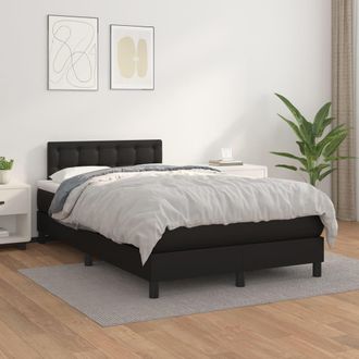 vidaXL Vidaxl - Cama Box Spring Con Colch&oacute;n Cuero Sint&eacute;tico Negro 120x200 Cm