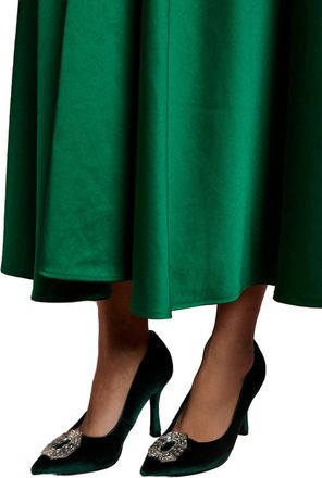 Coast Wide Fit Livvy Velvet Brooch Detail High Heel Stiletto Court Shoes, 5, Emerald