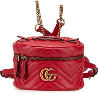 Gucci Red Color Leather Vanity Bag (Pre-Owned)