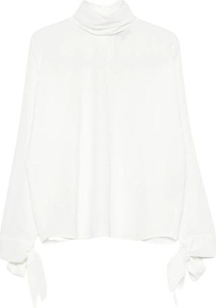 Emporio Armani Blouse met strikdetail en hoge hals - Dames - Blouses - Wit - M - Overhemden