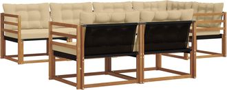 vidaXL Conjunto De Sof&aacute;s De Exterior 7 Uds. Natural Y Beige Vidaxl