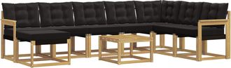 vidaXL Conjunto De Sof&aacute;s De Exterior 9 Uds. Blanco Y Negro Vidaxl