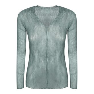 Issey Miyake Chiffon Twist Top - female - Issey Miyake - Blouses - Green - M - Blouses & Shirts