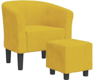 vidaXL Poltrona Cabriolet con Poggiapiedi Giallo in Velluto - Vidaxl