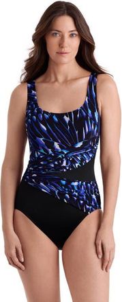 Longitude Wrap Sash Tank Long Torso One-Piece Swimsuit in Wingful Thinking at Nordstrom, Size 22
