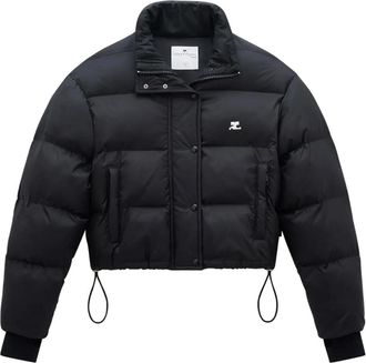 Courr&egrave;ges Donsjack met logoprint - Zwart