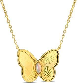 Delmar Marquise Cut Ethiopian Blue Opal Butterfly Pendant Necklace in Gold at Nordstrom Rack