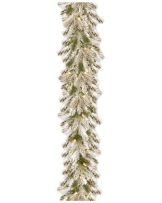 National Tree Company 9Ft Snowy Sheffield Spruce Garland With Twinkly Led Lights