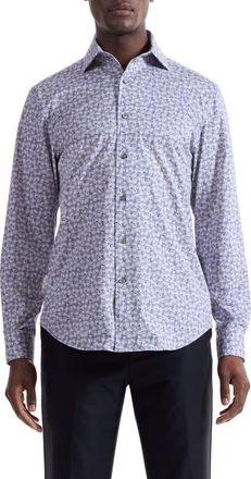 Bugatchi Devon OoohCotton Paisley Button-Up Shirt in Platinum at Nordstrom, Size Xxx-Large
