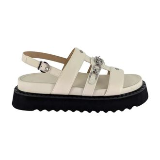 Pinko Flat Sandals, female, White, Size: 10 US Kate 06