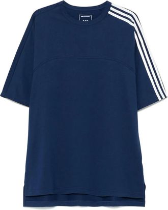 Yohji Yamamoto T-shirt con dettaglio a 3 righe - Blu