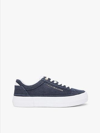 Tommy Hilfiger Washed Canvas Platform Trainers