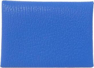Herm&egrave;s Blue Hydra Chevre Leather Coin Purse/Coin Case (Pre-Owned)