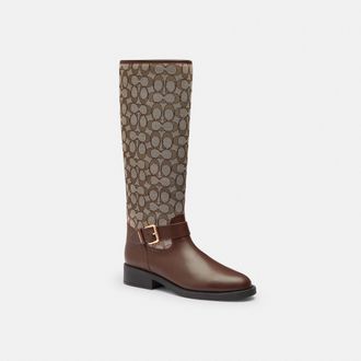 Coach Extended Calf Riding Boot In Signature Jacquard