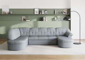 Domo Collection Wohnlandschaft »Pegnitz, zeitlos und modern, mit attraktiver Rückensteppung, U-Form« wahlweise mit Bettfunktion