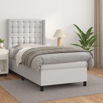 vidaXL Vidaxl - Cama Box Spring Con Colch&oacute;n Cuero Sint&eacute;tico Blanco 80x200 Cm