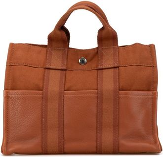 Hermès Fourre Tout Brown Canvas Leather Tote Bag (Pre-Owned)