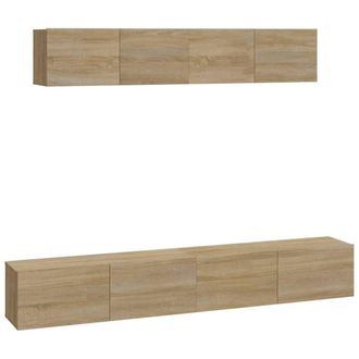 Berkfield Home 4 Piece TV Cabinet Set Sonoma Oak Engineered Wood in Tan