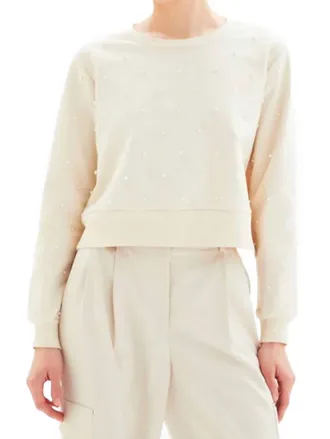 Chrldr All Over Pearl Sweatshirt In Birch