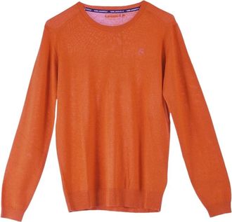 Karl Lagerfeld Maglia Basic - Heren - Ronde hals truien - Oranje - M - Wol - Truien & Vesten