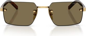 Prada 0pr D55s Rectangular Rimless Sunglasses