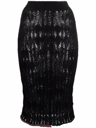 Acne Studios ladder-knit cotton blend skirt - women - Cotton/Nylon - S - Black