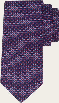 Ferragamo Men Link print silk tie Blue