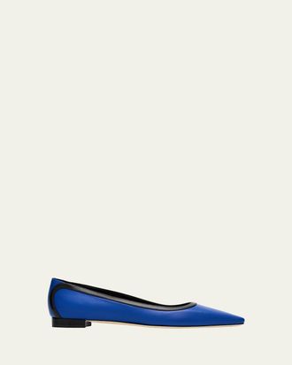 Manolo Blahnik Filotas Bicolor Leather Ballerina Flats