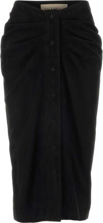 Valentino Garavani Gonna Pelle - Dames - Midirokken - Zwart - XS - Leer - Rokken