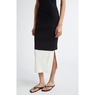 Nellie Partow Morgan Two-Tone Rib Midi Skirt in Domino at Nordstrom Rack, Size Small