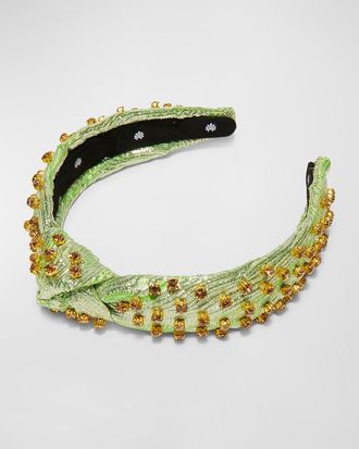 Lele Sadoughi Embellished Knotted Brocade Headband