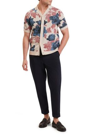 Ted Baker Ashqara Floral Knit Button-Up Shirt in Beige at Nordstrom, Size 2