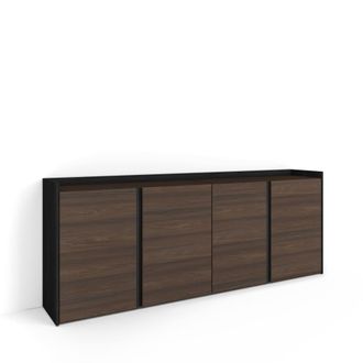 Skraut Home Aparador efecto madera roble oscuro y negro 207x35x80cm