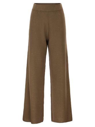 Fabiana Filippi broek met wijde pijpen van katoen en linnen gebreid met pailletten