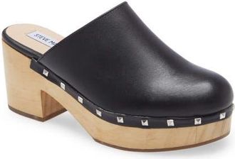Steve Madden Brooklyn Clog in Black Leat at Nordstrom, Size 9