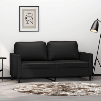 vidaXL Sof&aacute; De 2 Plazas De Cuero Sint&eacute;tico Negro 140 Cm Vidaxl