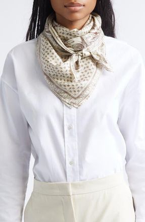 Max Mara Paisley Silk Twill Square Scarf in White at Nordstrom