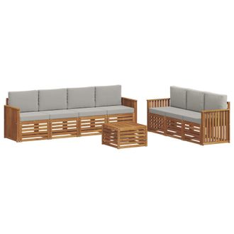 vidaXL Juegos De Sof&aacute;s Con Coj&iacute;n 8 Pcs Gris Natural Y Claro Vidaxl